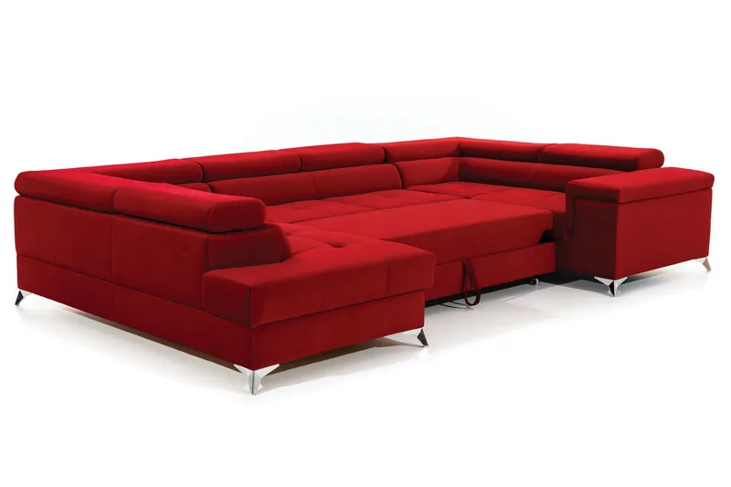 Theriago Hjørnesovesofa med Divan Venstre - Rød - Møbler - Sofaer - Sovesofaer - Hjørnesovesofa