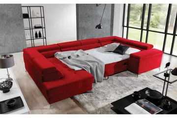 Theriago Hjørnesovesofa med Divan Venstre - Rød - Møbler - Sofaer - Sovesofaer - Hjørnesovesofa