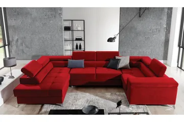 Theriago Hjørnesovesofa med Divan Venstre - Rød - Møbler - Sofaer - Sovesofaer - Hjørnesovesofa