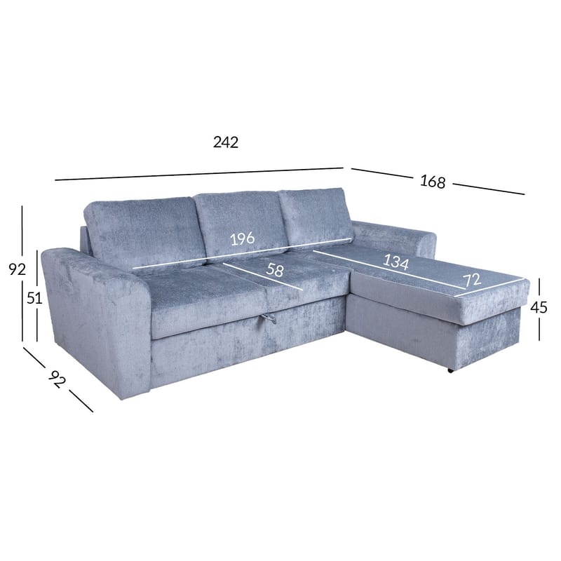Hjørnesovesofa Tjörnö - Blågrå - Møbler - Sofaer - Sovesofaer - Hjørnesovesofa
