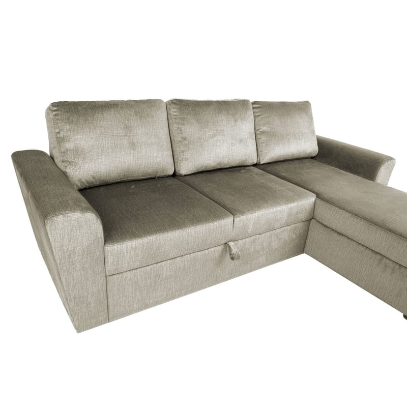 Hjørnesovesofa Tjörnö fløyel - beige fløyel - Møbler - Sofaer - Sovesofaer - Hjørnesovesofa