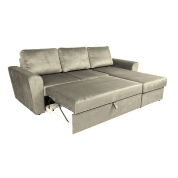 Hjørnesovesofa Tjörnö fløyel - beige fløyel - Møbler - Sofaer - Sovesofaer - Hjørnesovesofa