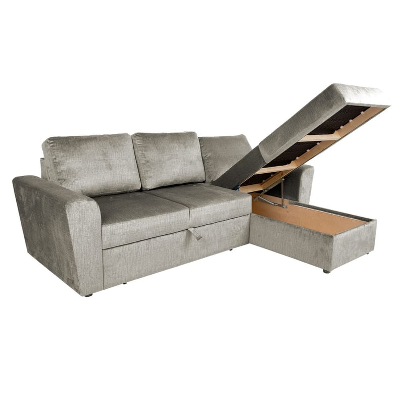 Hjørnesovesofa Tjörnö fløyel - beige fløyel - Møbler - Sofaer - Sovesofaer - Hjørnesovesofa