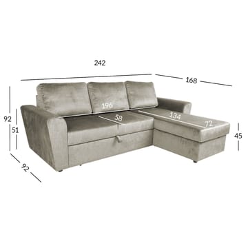 Hjørnesovesofa Tjörnö fløyel - beige fløyel - Møbler - Sofaer - Sovesofaer - Hjørnesovesofa