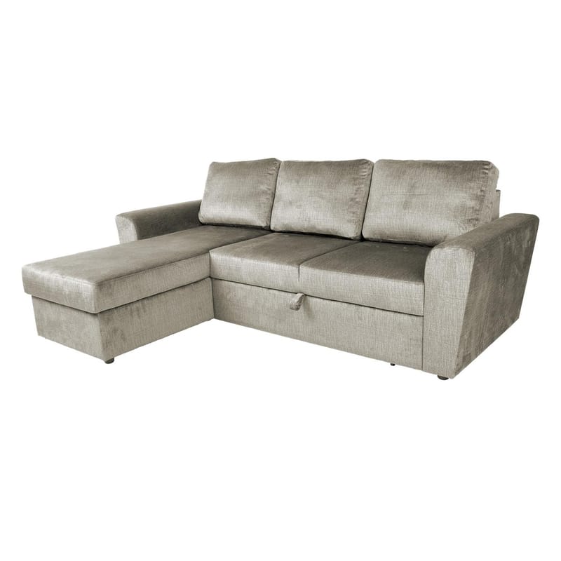Hjørnesovesofa Tjörnö fløyel - beige fløyel - Møbler - Sofaer - Sovesofaer - Hjørnesovesofa