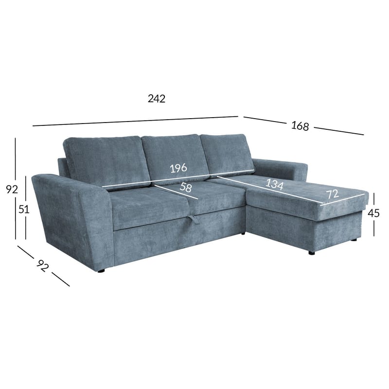 Hjørnesovesofa Tjörnö - Grå - Møbler - Sofaer - Sovesofaer - Sovesofa divan