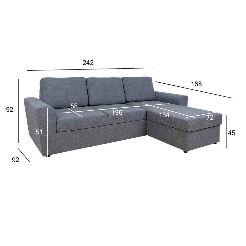 Hjørnesovesofa Tjörnö - Grå - Møbler - Sofaer - Sovesofaer - Langsgående sovesofa