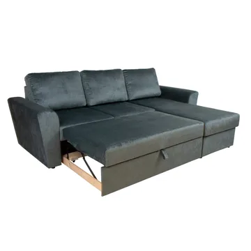 Hjørnesovesofa Tjörnö - Grønn fløyel - Møbler - Sofaer - Sovesofaer - Hjørnesovesofa