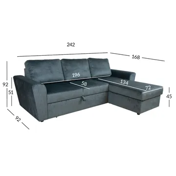 Hjørnesovesofa Tjörnö - Grønn fløyel - Møbler - Sofaer - Sovesofaer - Hjørnesovesofa