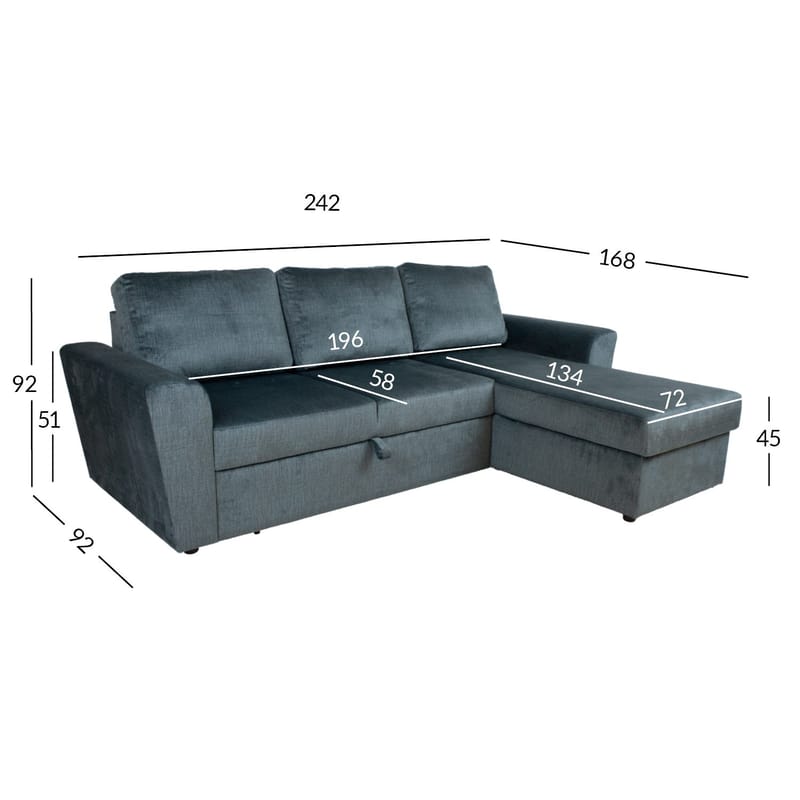 Hjørnesovesofa Tjörnö - Grønn fløyel - Møbler - Sofaer - Sovesofaer - Hjørnesovesofa