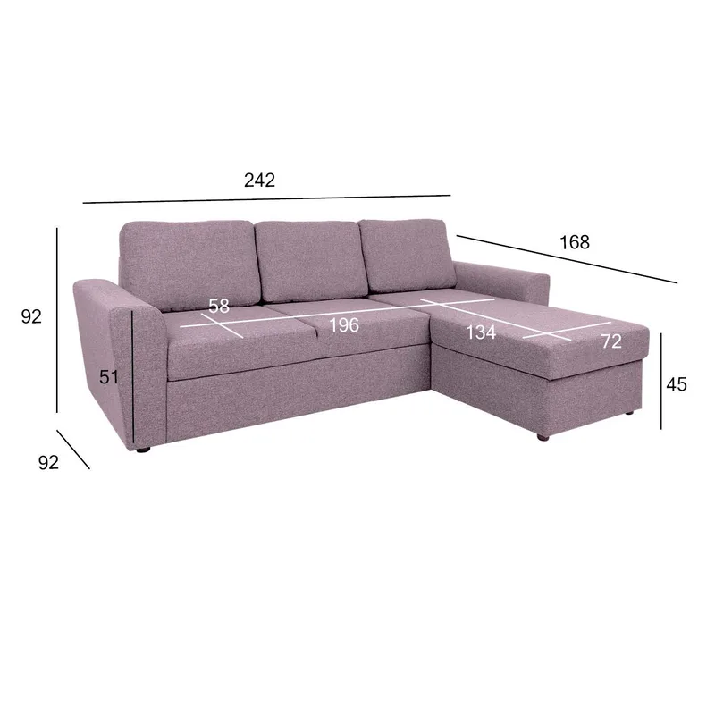 Hjørnesovesofa Tjörnö - Vintage rosa - Møbler - Sofaer - Sovesofaer - Hjørnesovesofa