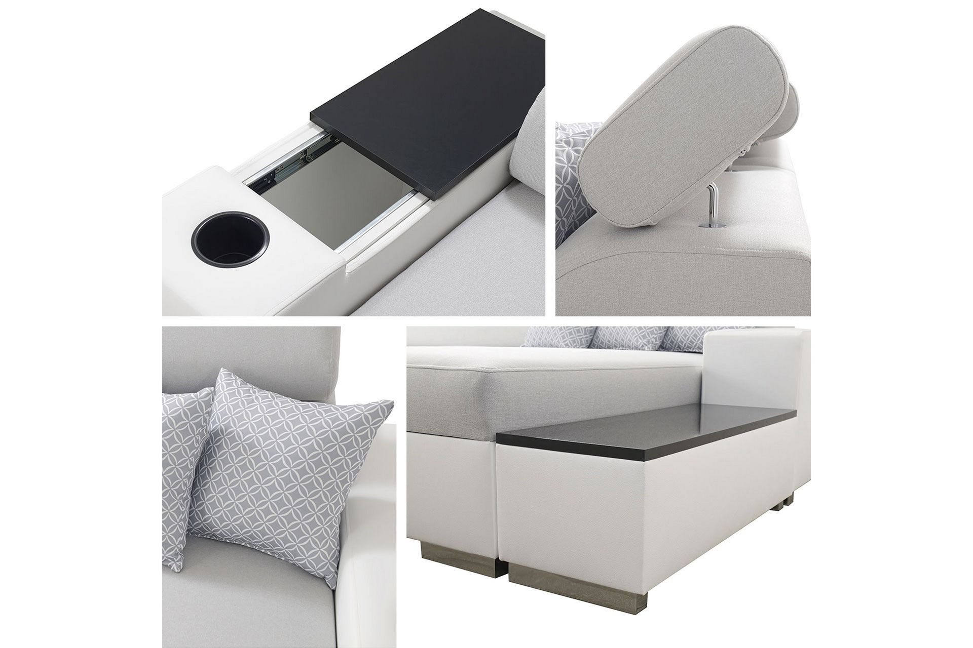 U-Sovesofa Zane Divan Venstre - Hvit/Lysgrå - Møbler - Sofaer - Sovesofaer - Hjørnesovesofa