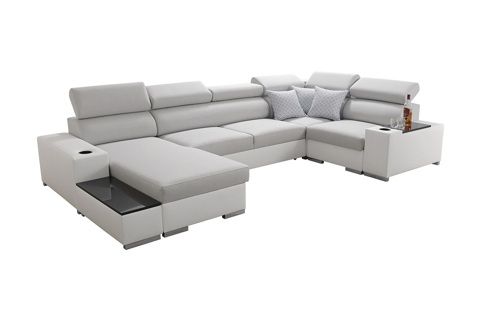 U-Sovesofa Zane Divan Venstre - Hvit/Lysgrå - Møbler - Sofaer - Sovesofaer - Hjørnesovesofa