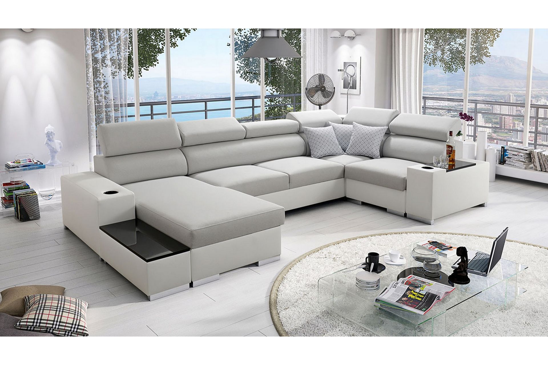 U-Sovesofa Zane Divan Venstre - Hvit/Lysgrå - Møbler - Sofaer - Sovesofaer - Hjørnesovesofa