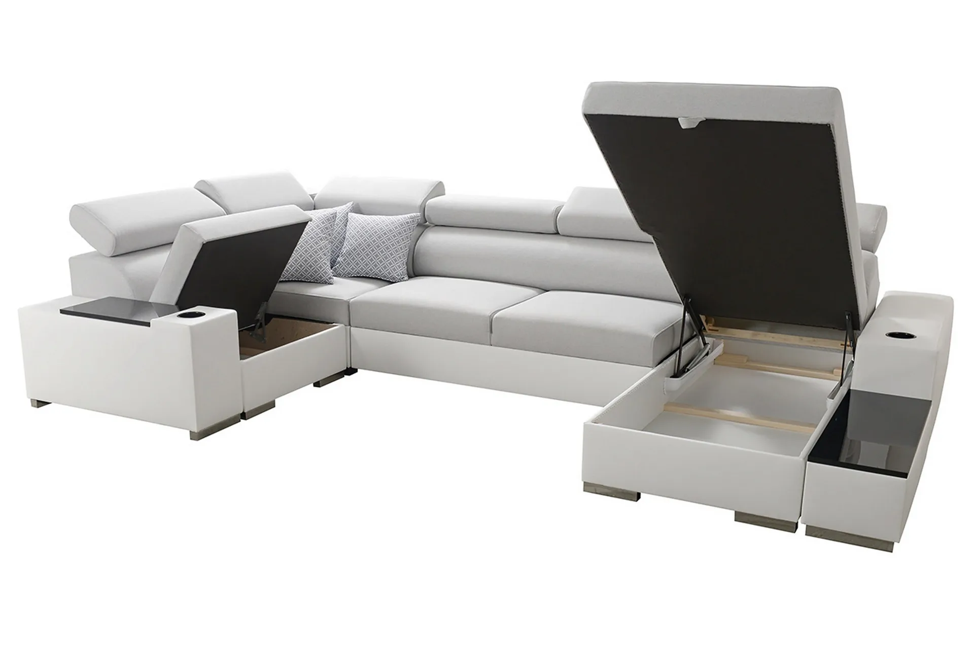 U-Sovesofa Zane Divan Venstre - Hvit/Lysgrå - Møbler - Sofaer - Sovesofaer - Hjørnesovesofa