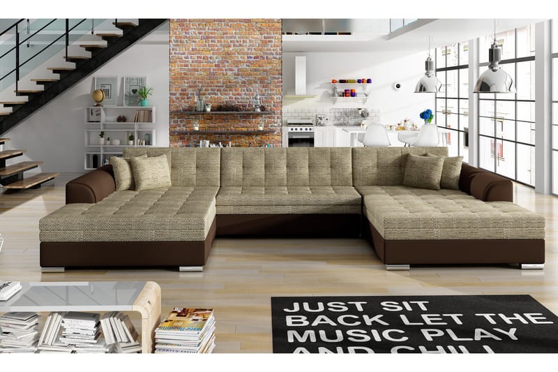 Ventolia Hjørnesovesofa - Beige/Brun - Møbler - Sofaer - Sovesofaer - Langsgående sovesofa
