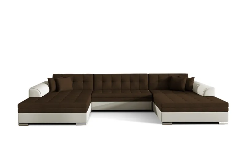 Ventolia Knappet U-formet Hjørnesovesofa i Stoff, Beige|Brun