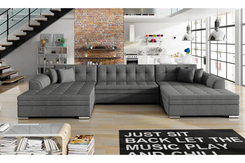 Ventolia Stor U-formet Hjørnesovesofa - Grå - Møbler - Sofaer - Sovesofaer - Sovesofa divan