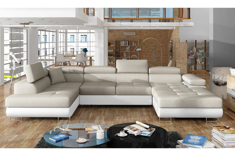 Vueltas Hjørnesovesofa, Beige/Hvit