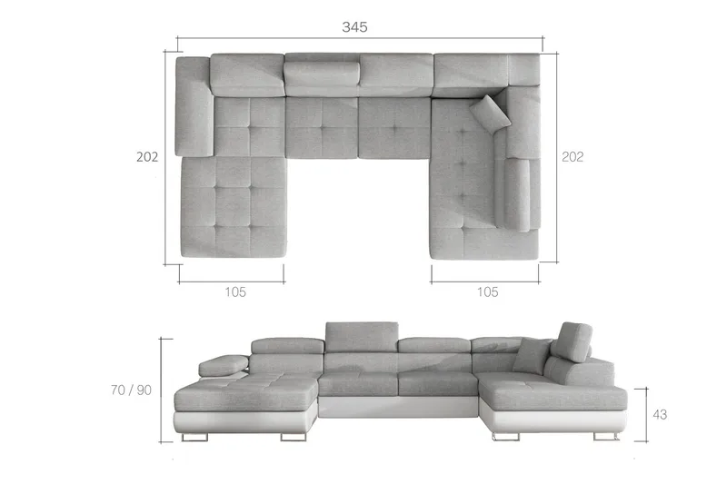 Vueltas Hjørnesovesofa - Grå - Møbler - Sofaer - Sovesofaer - Hjørnesovesofa