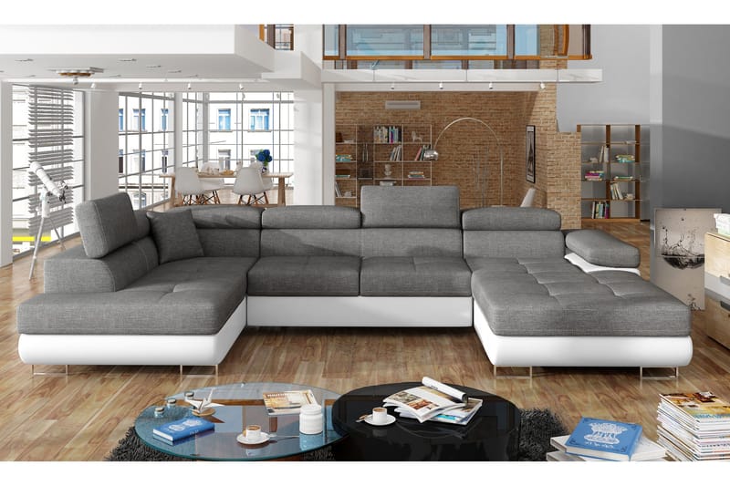 Vueltas Hjørnesovesofa - Grå/Hvit - Møbler - Sofaer - Sovesofaer - Hjørnesovesofa