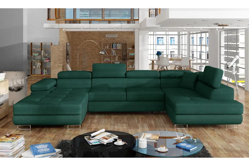 Vueltas Hjørnesovesofa - Grønn - Møbler - Sofaer - Fløyelssofaer