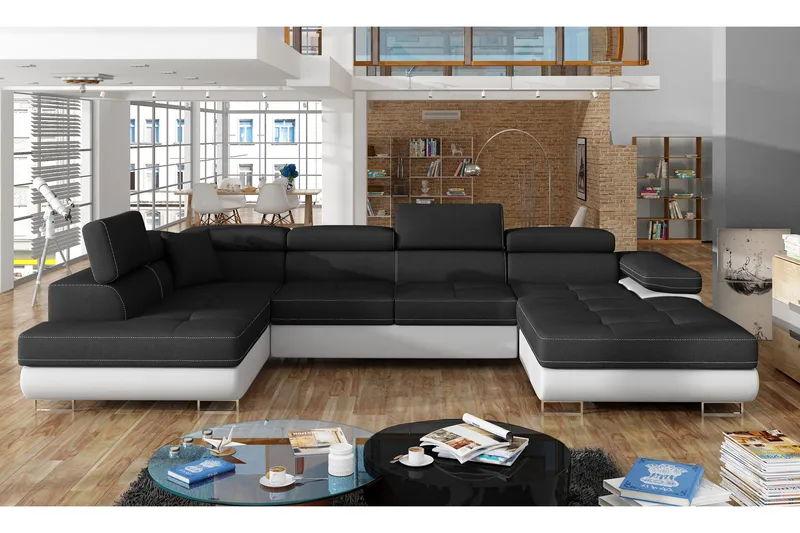 Vueltas Hjørnesovesofa, Svart/Hvit