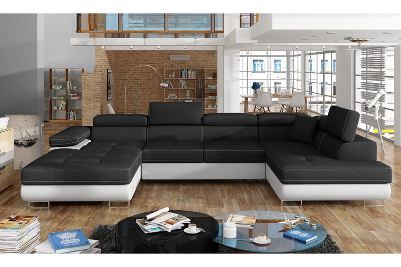 Vueltas Hjørnesovesofa, Svart/Hvit