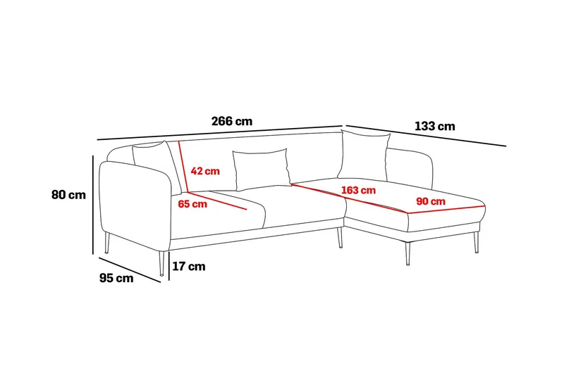 Wenus Divansovesofa 3-seters - Antrasitt - Møbler - Sofaer - Sovesofaer - Hjørnesovesofa