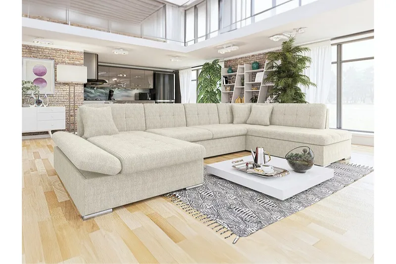 Zumar 4-sits Hörnbäddsoffa Beige/Light beige - Møbler - Sofaer - Sovesofaer - Sovesofa divan
