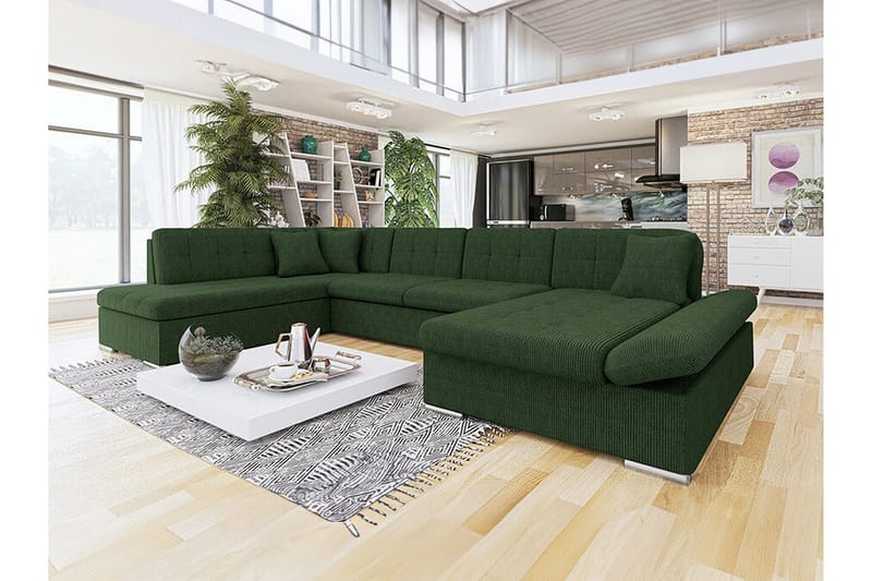 Zumar 4-sits Hörnbäddsoffa Dark green - Møbler - Sofaer - Sovesofaer - Hjørnesovesofa