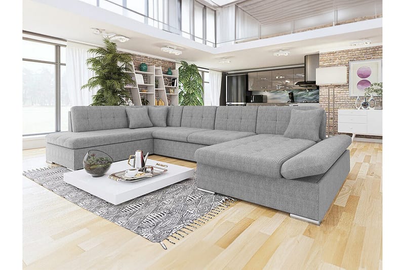 Zumar 4-sits Hörnbäddsoffa Ljusgrå - Møbler - Sofaer - Sovesofaer - Hjørnesovesofa