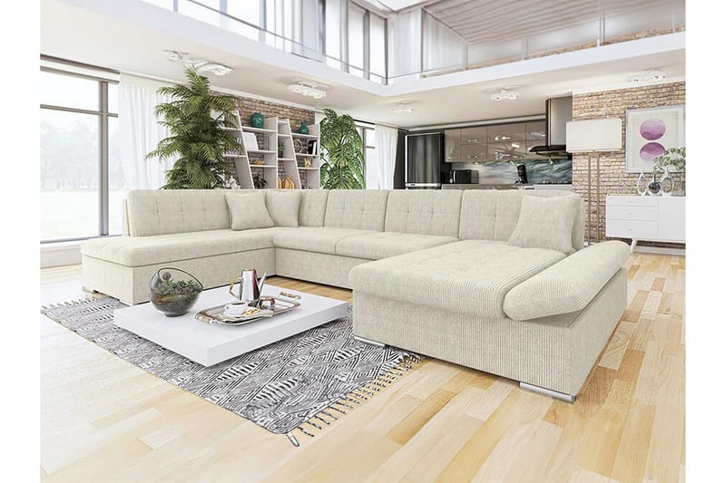 Zumar 4-sits Hörnbäddsoffa NO_BRAND beige - Møbler - Sofaer - Sovesofaer - Hjørnesovesofa