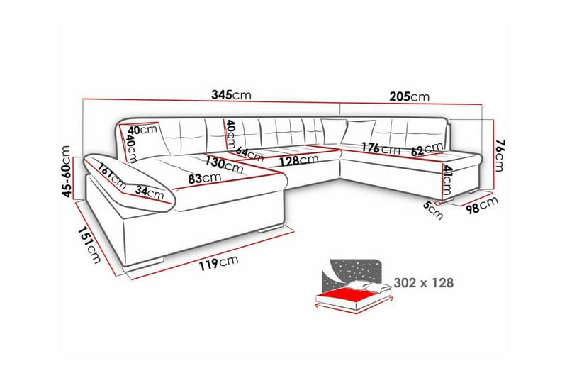 Zumar 4-sits Hörnbäddsoffa NO_BRAND Beige/Light beige - Møbler - Sofaer - Sovesofaer - Sovesofa divan