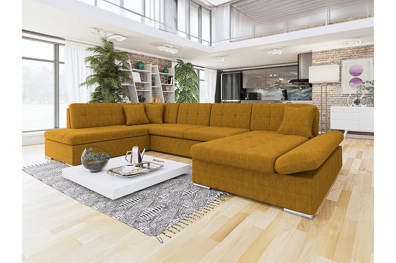 Zumar 4-sits Hörnbäddsoffa NO_BRAND Dark yellow - Møbler - Sofaer - Sovesofaer - Hjørnesovesofa