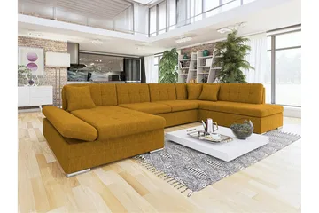 Zumar 4-sits Hörnbäddsoffa NO_BRAND Dark yellow - Møbler - Sofaer - Sovesofaer - Hjørnesovesofa