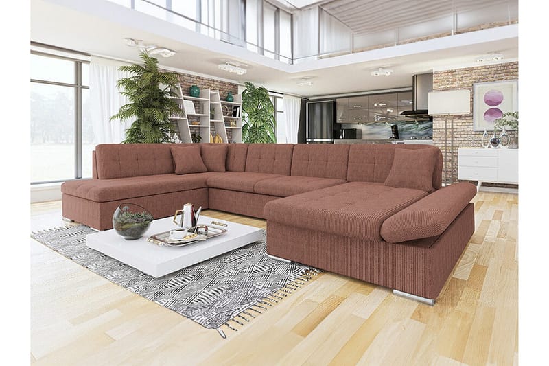 Zumar 4-sits Hörnbäddsoffa NO_BRAND Light brown - Møbler - Sofaer - Sovesofaer - Hjørnesovesofa