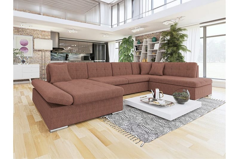 Zumar 4-sits Hörnbäddsoffa NO_BRAND Light brown - Møbler - Sofaer - Sovesofaer - Hjørnesovesofa