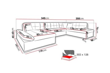 Zumar 5-sits Hörnbäddsoffa NO_BRAND White - Møbler - Sofaer - Sovesofaer - Sovesofa divan