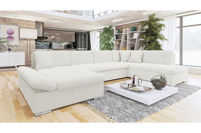 Zumar 5-sits Hörnbäddsoffa NO_BRAND White - Møbler - Sofaer - Sovesofaer - Sovesofa divan