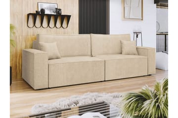 Hobson Sovesofa 3-seter i Plysj - Beige - Møbler - Sofaer - Sovesofaer - 3 seters sovesofa