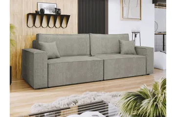 Hobson Sovesofa 3-seter i Plysj - Grå - Møbler - Sofaer - Sovesofaer - 3 seters sovesofa