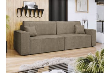 Hobson Sovesofa 3-seter i Plysj - Brun - Møbler - Sofaer - Sovesofaer - 3 seters sovesofa