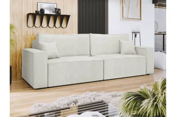 Hobson Sovesofa 3-seter i Plysj - Hvit - Møbler - Sofaer - Sovesofaer - 3 seters sovesofa