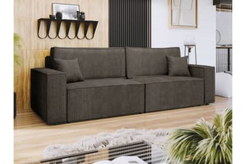 Hobson Sovesofa 3-seter i Plysj - Grå - Møbler - Sofaer - Sovesofaer - 3 seters sovesofa