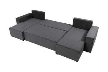 Hobson Sovesofa med Dobbel Sjeselong 4-seter i Plysj - Grå - Møbler - Sofaer - Sovesofaer - U sovesofa