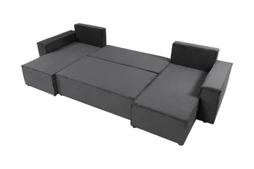 Hobson Sovesofa med Dobbel Sjeselong 4-seter i Plysj - Beige - Møbler - Sofaer - Sovesofaer - U sovesofa