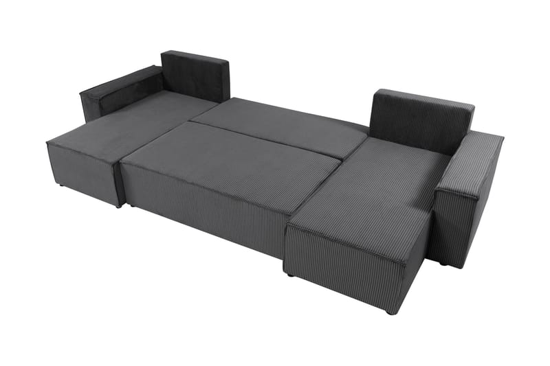 Hobson Sovesofa med Dobbel Sjeselong 4-seter i Plysj - Beige - Møbler - Sofaer - Sovesofaer - U sovesofa