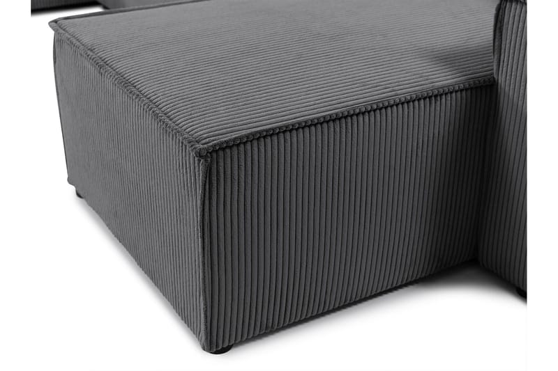 Hobson Sovesofa med Dobbel Sjeselong 4-seter i Plysj - Beige - Møbler - Sofaer - Sovesofaer - U sovesofa