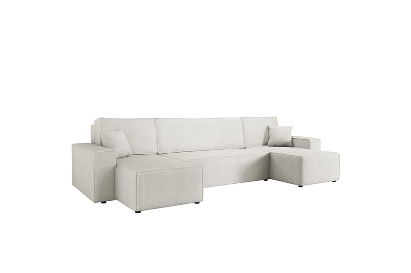 Hobson Sovesofa med Dobbel Sjeselong 4-seter i Plysj, Hvit